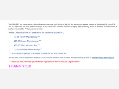 The Parent Faculty Organization to Bring in the Harlem Wizards